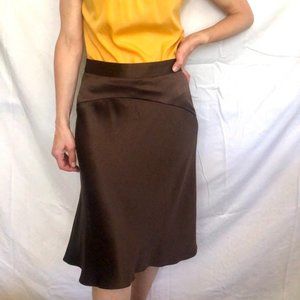 Banana Republic 100% silk brown a-line hi lo circle skirt women’s size 0